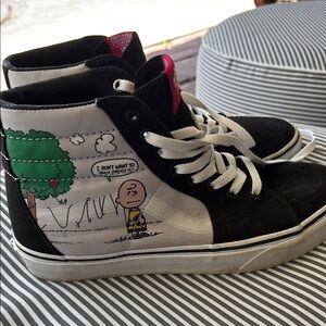 Vans Men’s Peanuts Characters High-Top Sneakers - Black, White, and Green